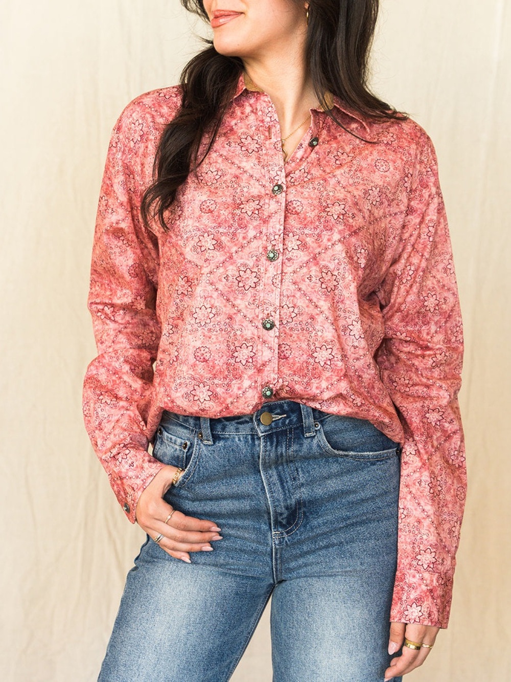 Madison Creek Outfitters Pink Western Button Up Shirt XL Cotton Turkey